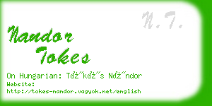nandor tokes business card